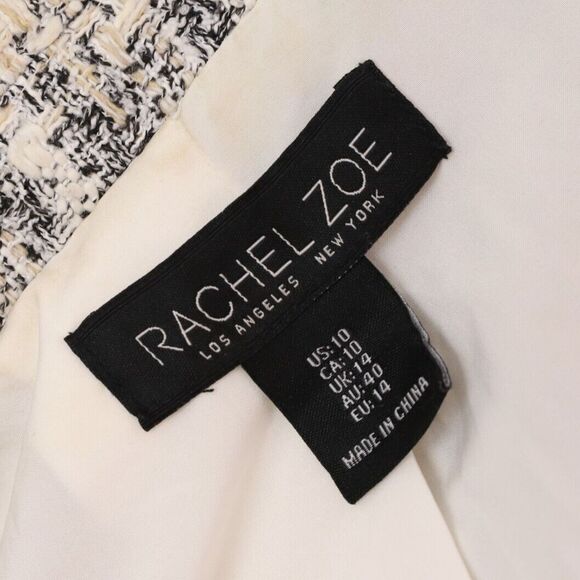 RACHEL ZOE Texured Tweed Blazer Coat 10 White/Cream/Black Suit B75 - Picture 6 of 6